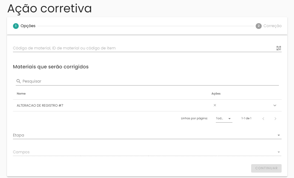 Figura 14 – Ferramenta para realizar ações corretivas em materiais