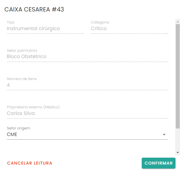 Figura 2 - Modal de informações do material