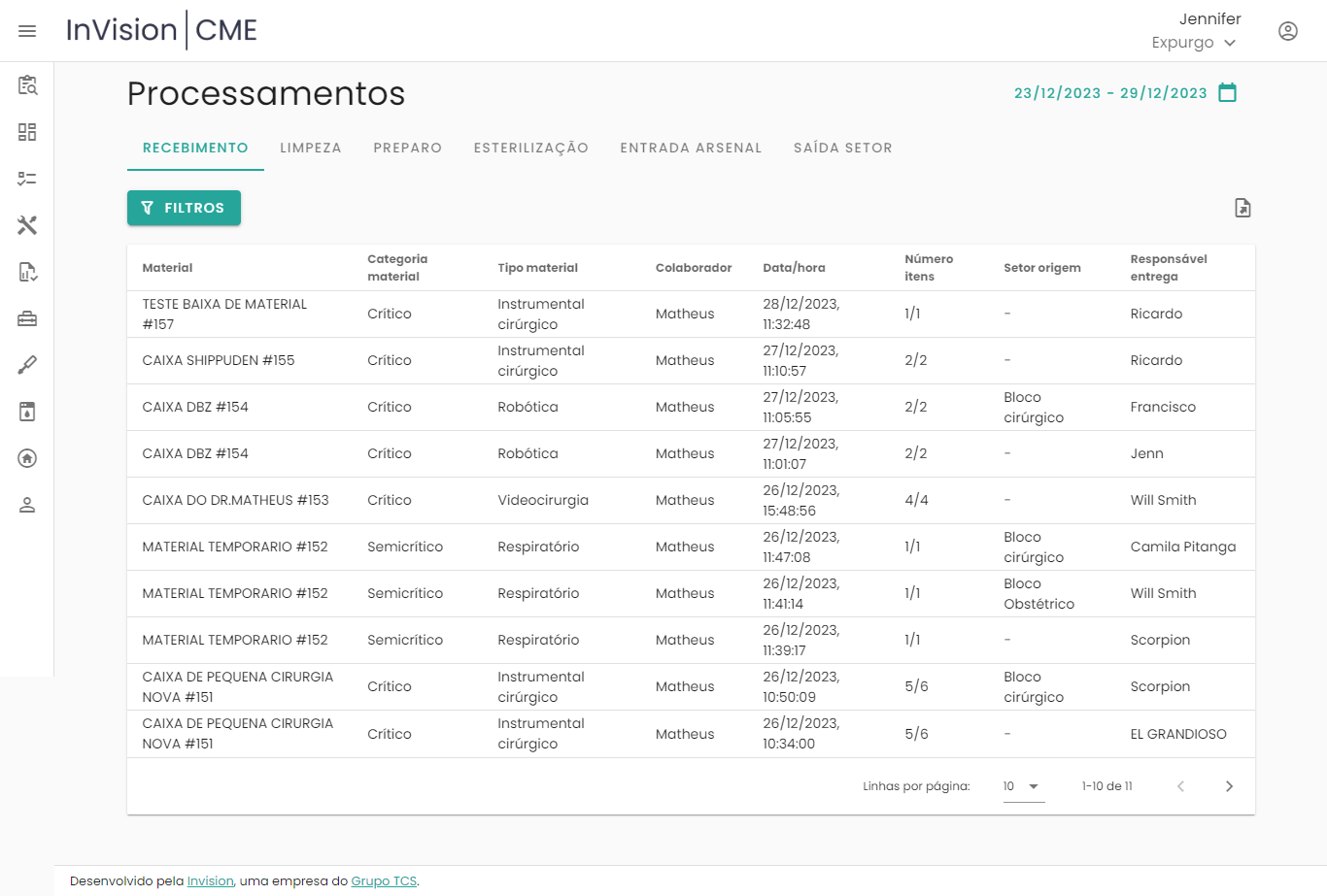 Figura 4 – Relatório de processamentos